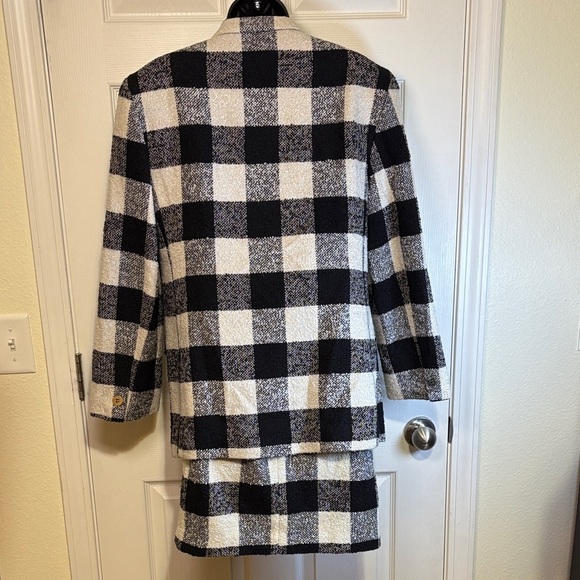 Vintage The Limited Black/White Checked Mini Skirt (sz 10) & Blazer (Medium) - Picture 3 of 16